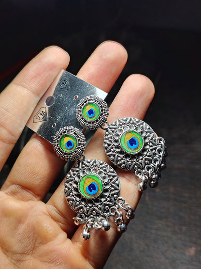 Affordable Peacock Design Jhumka Earrings – Under ₹60